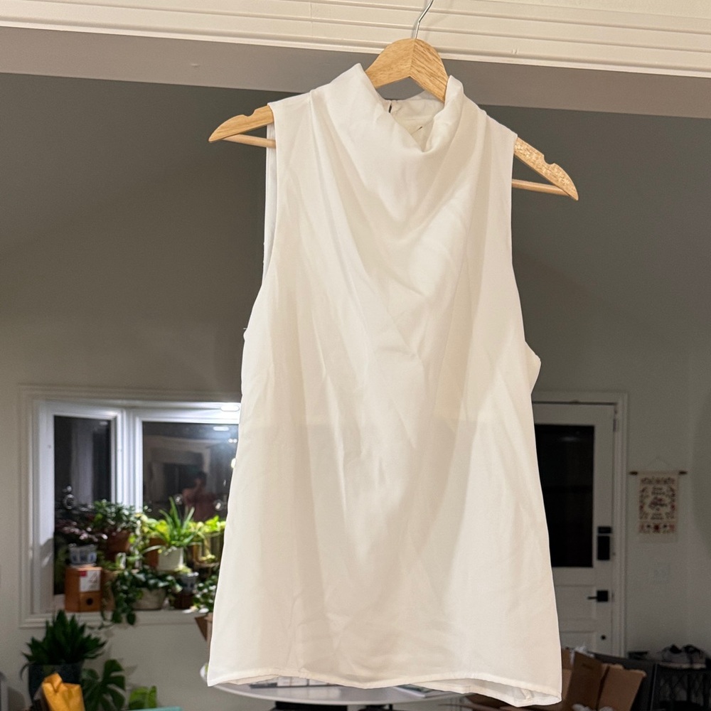 White Cowl Neck Blouse